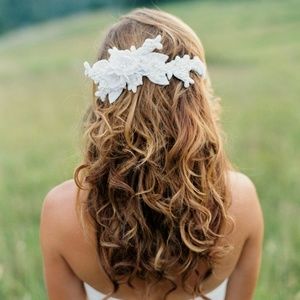 Beaded Lace Bridal Hairpiece. Wedding Headpiece.